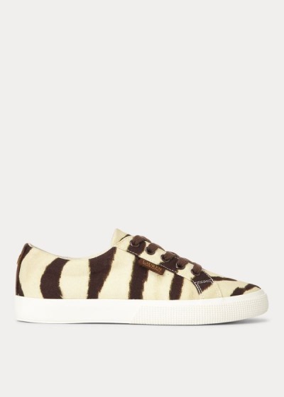 Women's Ralph Lauren Jaycee Zebra Canvas Sneakers | 639148QSA